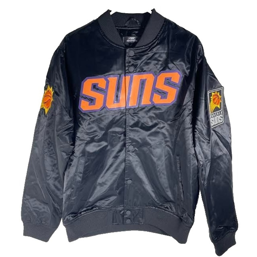 PHOENIX SUNS PRO STANDARD BLACK BOMBER SATIN JACKET – SIZE LARGE - NBA